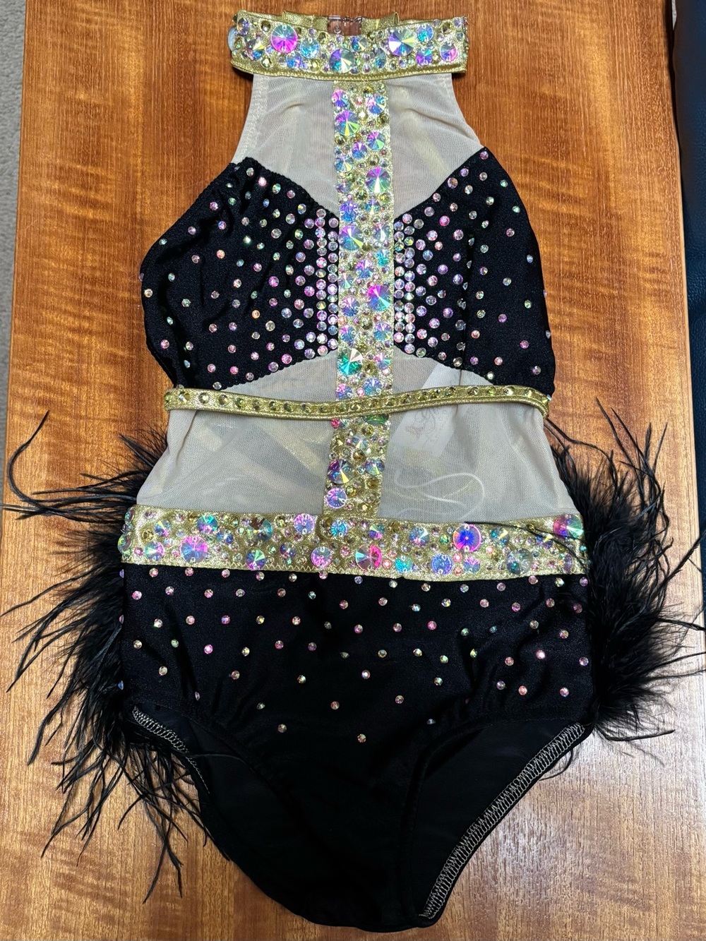 Glamour Costumes, Black and Gold with AB Rhinestones, Size MC, NWT